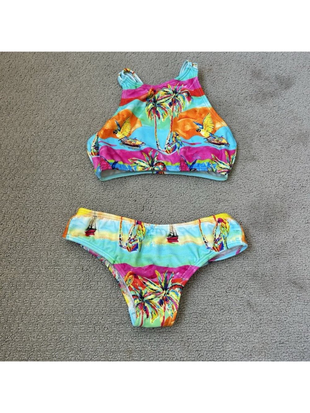 Girl’s Colorful Floral Two-Piece Bikini Swimsuit Set Size 10/12